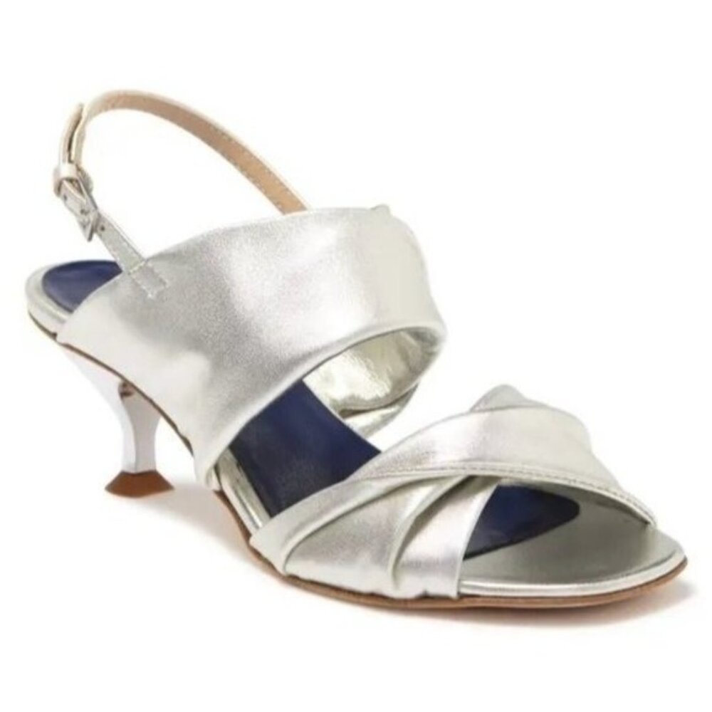 Valentina Rangoni Tirana Foldover Leather Slingback Sandal in Champagne